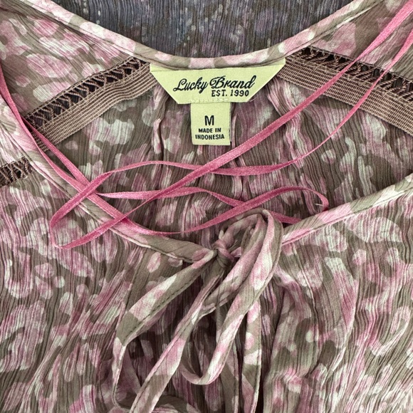 LUCKY BRAND NWOT WOMEN’S SEMI-SHEER LONG SLEEVE BLOUSE IN OMBRÉ SIZE MEDIUM - Picture 7 of 7